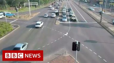 Footage captures automobile careering across eight lanes in Australia – BBC News