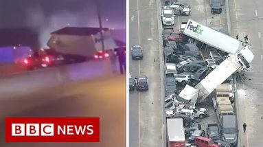 Driver captures lethal 100-automobile Texas pile-up – BBC News