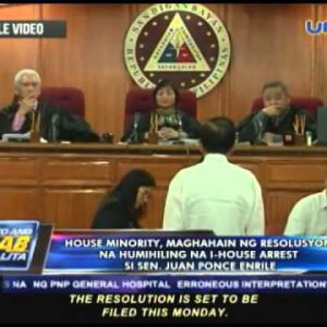 Home Minority maghahain ng resolusyon na humihiling na i-home arrest si Sen Juan Ponce Enrile