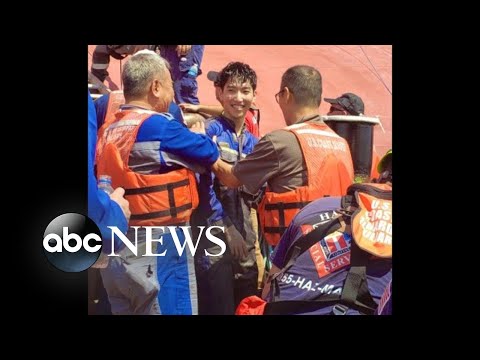 Trapped crew participants rescued from capsized cargo ship l ABC News