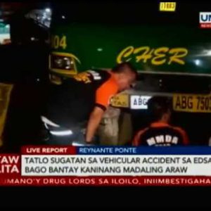 Tatlo sugatan sa vehicular accident sa Bago Bantay, Quezon Metropolis kaninang madaling araw