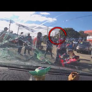 Driver Pulled Surrounded and Beaten by Bikers With Wrench