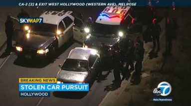 Dash suspect reverses, slams into LAPD car in Hollywood | ABC7