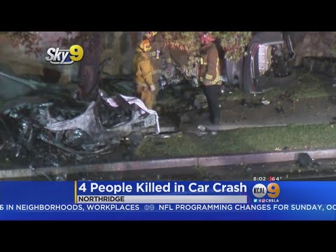 4 Killed When Speeding BMW Slams Into Tree, Erupts In Flames In Northridge