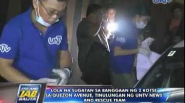 Lolang sugatan sa aksidente, tinulungan ng UNTV News &  Rescue Physique of workers (MAY282014)