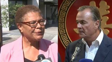 LA mayoral candidates Karen Bass, Rick Caruso place closing campaign push