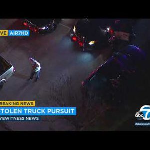 Suspect in stolen Toyota Tacoma surrenders to police after peculiar rush in LA | ABC7