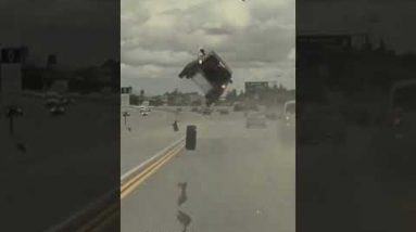 Automobile flips after being hit by flying tire | ABC News