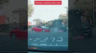 Ferrari crashes into two automobiles in Australia #shorts