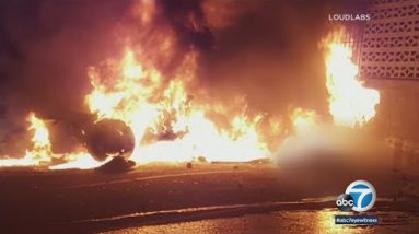 2 killed after automobile crashes into constructing, bursts into flames in Gardena I ABC7