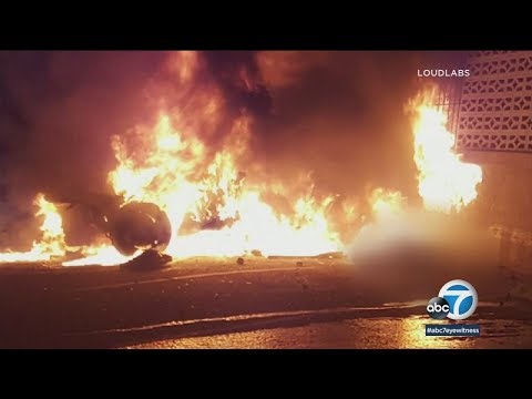 2 killed after automobile crashes into constructing, bursts into flames in Gardena I ABC7