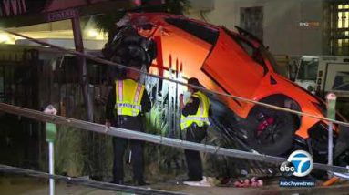 Lamborghini slams into fence leisurely Hollywood post workplace; DUI suspect arrested I ABC7