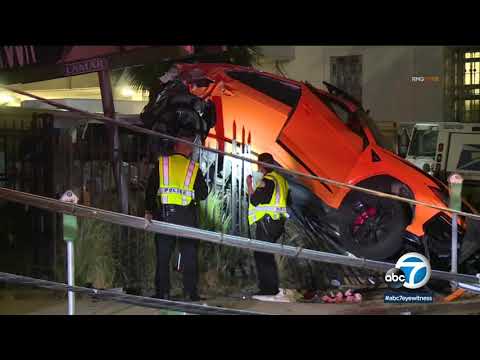 Lamborghini slams into fence leisurely Hollywood post workplace; DUI suspect arrested I ABC7