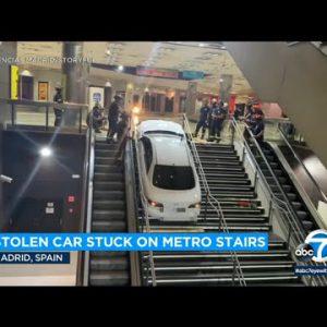 Video: Stolen vehicle by man who examined sure for cocaine gets stuck on metro stairs in Madrid l ABC7