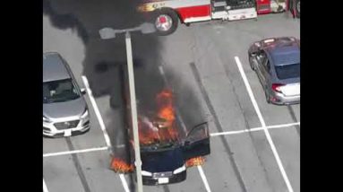 Vehicle goes up in flames when driver smoking cigarette uses hand sanitizer | ABC7