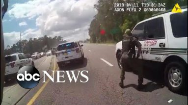 Video shows police in pursuit of a man suspected of carjacking in Florida