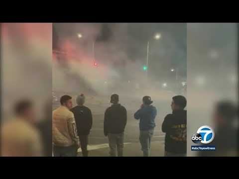 Video shows bad ‘boulevard takeover’ at intersection in West LA | ABC7