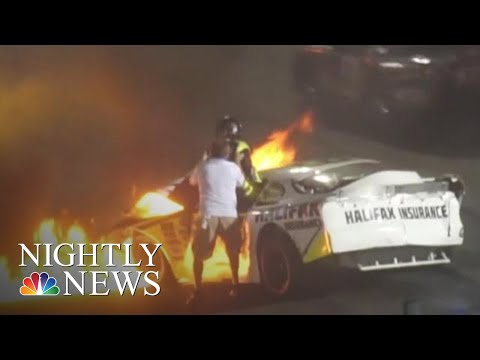 Father Pulls Son From Burning Automotive After Dramatic Racetrack Fracture | NBC Nightly News