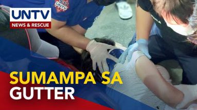 Babae, sugatan matapos sumampa sa gutter at bumangga sa poste ang minamanehong motorsiklo