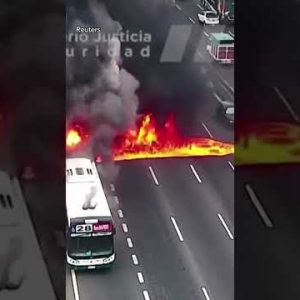 Passengers urge for their lives, vehicles force via flames after bus catches fireplace #shorts