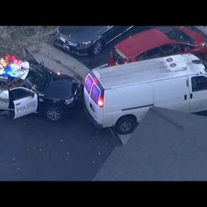 Police streak: Suspect rams cop automobile with stolen van recurrently