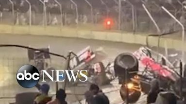 Racetrack shatter sends spectators scrambling | #shorts | ABC News