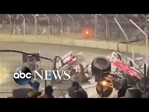 Racetrack shatter sends spectators scrambling | #shorts | ABC News