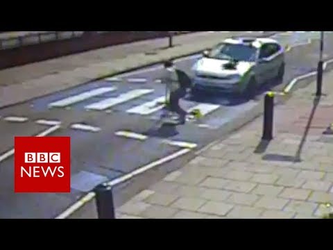 CCTV captures zebra crossing hit and bustle – BBC News