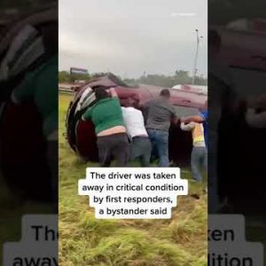 Strangers Work Together To Rescue A Driver In A Automobile That Flipped Off A #SanAntonio Toll road