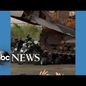 Illegal dust bikes destroyed by NYPD bulldozer