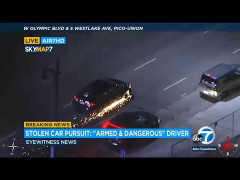 FULL CHASE: Sparks fly as LAPD chases GTA suspect riding on shredded tires