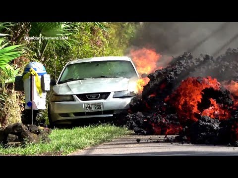 TIMELAPSE VIDEO: Lava from Hawaii volcano swallows vehicle I ABC7