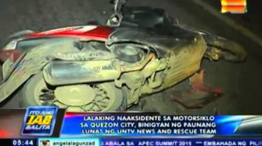 Lalaking naaksidente sa motorsiklo sa QC, binigyan ng paunang lunas ng UNTV News & Rescue