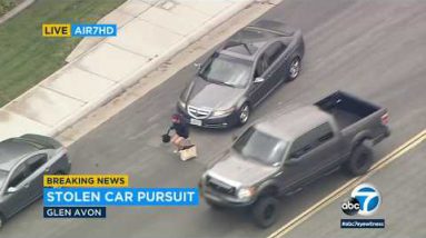 RAW VIDEO: Passenger exits amble suspect’s automobile, taken into custody | ABC7