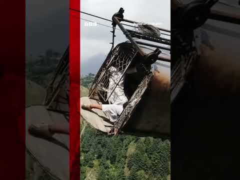 It took 12 hours to rescue all eight passengers of this cable vehicle. #Shorts #Pakistan #BBCNews
