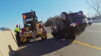 Driver Screams as Tow Truck Flips Car With Him Smooth Internal
