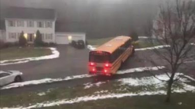 Out-of-reduction watch over college bus slides down frigid avenue, hits vehicle in Massachusetts