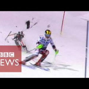 Drone narrowly misses skier Marcel Hirscher all the strategy via slalom speed  – BBC Data
