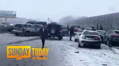 Snowy Iciness Storm Leads To Big Automobile Pile-Up In Pennsylvania