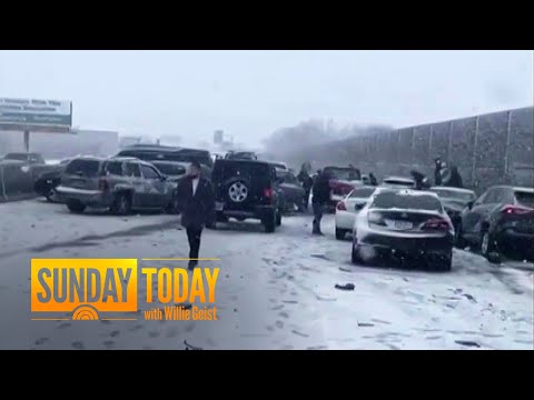 Snowy Iciness Storm Leads To Big Automobile Pile-Up In Pennsylvania