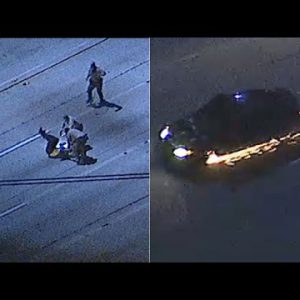 CHASE: Wild pursuit on sparking wheels ends in foot inch on 5 Fwy in Sylmar | ABC7
