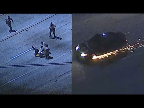 CHASE: Wild pursuit on sparking wheels ends in foot inch on 5 Fwy in Sylmar | ABC7