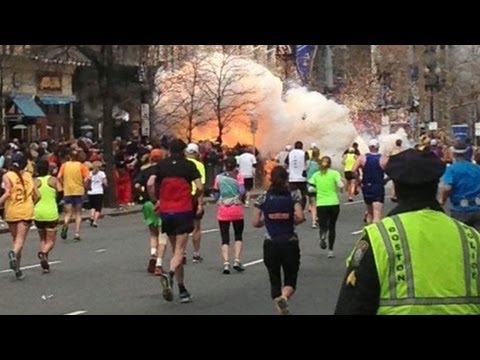 Boston Marathon Explosions Video: Two Bombs Terminate to Form Line