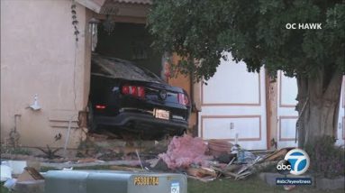 Woman trapped, killed in mattress room after vehicle crashes into IE home | ABC7