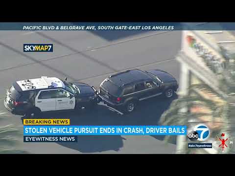 Wild hurry: LASD pursuit continues after PIT maneuver, driver escapes after smash in DTLA | ABC7