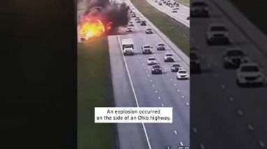 Explosion on Ohio Microscopic-safe entry to toll road After Dump Truck Collision #shorts