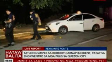Tatlong suspek sa Theft-Carnap incident, patay sa engkwentro sa mga pulis sa Quezon Metropolis