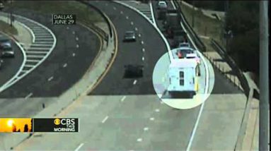 Dallas Transit van slams into automobile on exit ramp