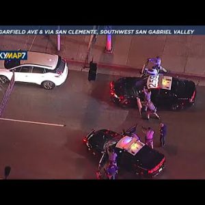 FULL CHASE: Spike strip shreds tires on SUV, ends pursuit by San Gabriel Valley