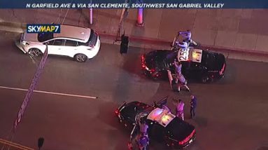 FULL CHASE: Spike strip shreds tires on SUV, ends pursuit by San Gabriel Valley